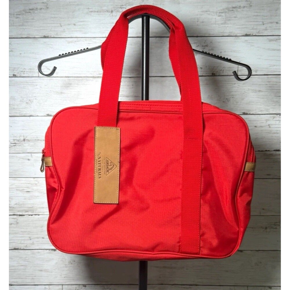 Vintage 1980’s Jordache Naturals Red Solid Tote Travel Bag with leather trim